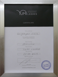 Сертификат обучения: Удлинение и укрепление ресниц (технология Yumi Lashes)